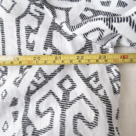 J Jill Love Linen White & Black Patterned Button Up Size L Coastal Lagenlook - Picture 10 of 12